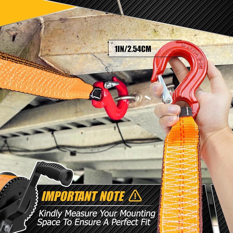 TUSGOR [PREMIUM] Boat Trailer Winch Strap With Supper Steel Hook, 15000 LBS Break Strength, Two Layers Winch Strap, Winch Pulley Strap For Boat Trailer Replacement, Towing Vehicles & Boat Accessories 2"x20' - Image 5